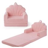 Blissful Diary Kids Couch, 2-in-1 Soft Toddler Couch Fold Out, Toddler Chair Comfy, Convertible Sofa to Lounger, Kids Furniture for Playroom, Gift for Birthday, Children