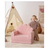 Blissful Diary Kids Couch, 2-in-1 Soft Toddler Couch Fold Out, Toddler Chair Comfy, Convertible Sofa to Lounger, Kids Furniture for Playroom, Gift for Birthday, Children