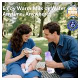 Portable Bottle Warmer for Travel - Large 12oz Capacity with Dual Heating Modes for Breast Milk & Water, Fast Heating Smart Temperature Control, Portable Milk Warmer Gifts for New Mom Purple *wont pow