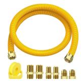 48\" Flex Gas Line, Gas Dryer Connector Kit, Stove/Water Heater/Dryer Gas Line with Connectors 1/2\" MIP 1/2\"FIP 3/4\"MIP, 5/8 in.OD(1/2 in. IDï¼Coated Corrugated Stainless Steel Tubing