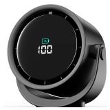 YOSHENMO Portable Desk Fan for Bedroom, Turbo Table Fans with smile icon LED Display, 6-inch, 5-Speed Strong Airflow, Low Noise, 360Â° Adjustable Tilt, Suitable for Home, Office, Outdoor, Ink Black