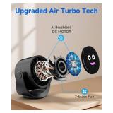 YOSHENMO Portable Desk Fan for Bedroom, Turbo Table Fans with smile icon LED Display, 6-inch, 5-Speed Strong Airflow, Low Noise, 360Â° Adjustable Tilt, Suitable for Home, Office, Outdoor, Ink Black