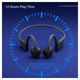 ROPASOMIC Bone Conduction Headphones, 12 Hours Playtime Bluetoeth 5.3 Headset Open Ear Wireless Earphone - IP55 Sweatproof Built-in Mic,Perfect for Running Cycling Hiking Workouts(Black)