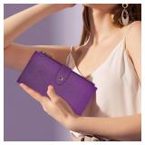 Travelambo RFID Wallet Women Large Size Bifold Multi Card Wallet Case with Zipper Pocke Credit Card Holder for Women