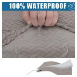 Smiry Waterproof Couch Cushion Covers, Stretch Jacquard Thick Sofa Cushion Covers, Washable Seat Slipcover Elastic Furniture Protector for Pets, Kid (Back Cover L, Taupe)