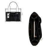 ZTUJO Purse Organizer Insert For Handbags, Silky Bag Organizer With 2 Zippers For Speedy Neverful Tote and More (Black, Small)