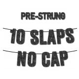 10 Slaps No Cap Black Glitter Banner,10th Boy Girl Birthday Party Supplies,Ideas, Gifts and Decorations