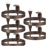 Copkim 5 Pack Christmas Indoor Extension Cord 6 ft Extension Cord Outdoor with Safety Cap 3 Outlet 16gauge 2 Prong Polarized Outlets for Home Office Christmas Tree String Lights Decor Connect Extend