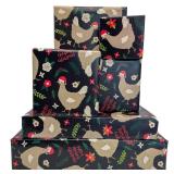 Dtiafu Chicken Wrapping Paper for Christmas - Funny Print Gift Wrap with Merry Clucking Christmas Words - 20X28 Inch Per Sheet (6 Sheet)