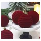 Christmas tree ornament round red fuzzy ornaments
