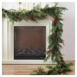 MIZII Christmas Garlands 6FT Artificial Pine Garland with Pinecone Berries Greenery Garland Christmas Decorations for Xmas Fireplace Mantle Home Decor Indoor Outdoor (Garland-6FT)