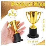Jizvxe 8 Pack Mini Gold Trophies Award Cups,Gold Participation Trophy Cups,Plastic Gold Trophy for Props,Party Favors,Rewards,Sports,Competitions,Winning Prizes (4 in)