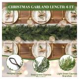 SHareconn 6FT Artificial Christmas Cedar Garland Decoration, Realistic Faux Cypress Greenery Garland for Winter Mantle Table Stairs Railing Fireplace Holiday Indoor Outdoor Decor, 6 FT