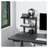 Spacrea clamp on Desk Shelf, 2 Tier Office Desk Shelves Organizer, Wood Desktop Supplies Storage Rack, Desk Organizers and Accessories (Black)