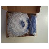 BonCera, All-in-one Premium Ceramic Garlic Grater Plate 4-Piece Set - Blue Embossed Design and Style - For Garlic, Ginger, Chocolate, and more! - Comes with 5.25" Plate, Peeler, Brush, and Stand