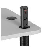 2 Inch Pop Up Outlet for Countertop,Power Grommet 2-inch Desk Wire Hole Insert,20W USB C,2 Outlets,2 USB C/1 USB A,Recessed Outlet,Desk Charging Station (Black, 6 FT Cable)