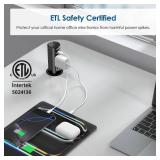 2 Inch Pop Up Outlet for Countertop,Power Grommet 2-inch Desk Wire Hole Insert,20W USB C,2 Outlets,2 USB C/1 USB A,Recessed Outlet,Desk Charging Station (Black, 6 FT Cable)