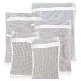 5-Piece Organic Cotton Laundry Bags with Zipper and Hanging Loop, 3 Sizes (S, M, L) Mesh Laundry Bag, Durable Cotton Mesh Laundry Bag for Delicate Underwear and Socks.
