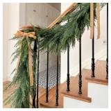 Christmas Cedar Garland Full Real Touch Artificial Green Faux Cypress Realistic Pine Garland for Mantle Fireplace Table Home Decoraiton 5FT