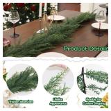 Christmas Cedar Garland Full Real Touch Artificial Green Faux Cypress Realistic Pine Garland for Mantle Fireplace Table Home Decoraiton 5FT