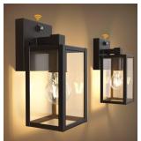 PARTPHONER Dusk to Dawn Outdoor Light Fixtures, 2-Pack Sensor Porch Lights, Waterproof Exterior Wall Sconce Lighting Lamp, Waterproof Wall Lantern for House, Doorway, Garage (Black)