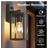 PARTPHONER Dusk to Dawn Outdoor Light Fixtures, 2-Pack Sensor Porch Lights, Waterproof Exterior Wall Sconce Lighting Lamp, Waterproof Wall Lantern for House, Doorway, Garage (Black)