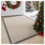 Door Mat 17"x30",Door Mat Indoor Entrance Dirt Resistant and Absorbent Non-Slip Rubber Backing Front Door Mats Washable Low-Profile Indoor Mats for Entryway, Inside Entrance Easy Clean Gray