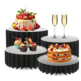 Buffet Risers Food Risers for Buffet Table Acrylic Risers Display Stands Tall Cake Stands Cylinder Stands for Party Pedestal Cake Stand Dessert Table Display Set Cupcake Stands Cupcake Display (Black)