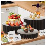Buffet Risers Food Risers for Buffet Table Acrylic Risers Display Stands Tall Cake Stands Cylinder Stands for Party Pedestal Cake Stand Dessert Table Display Set Cupcake Stands Cupcake Display (Black)