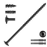 SG TZH #14 x 5 Inch Lag Screws (114Pcs) 4lb. Structural Wood Screw, Black, Carbon Steel, Washer Head, Rust Resistant epoxy Coated, T30 Star Bit