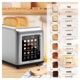 2 Slice Toaster Touch Screen, Stainless Steel Toasters Digital Timer 2 Slot Toasters, 8 Shade Settings 6 Bread Types for Bagel, Cancel, Defrost - Stainless Steel - Dent