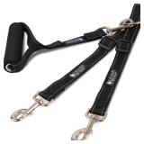 Leash Boss Duo - Adjustable Double Dog Leash for Large Dogs - Reflective No Tangle Leash for Walking Two Dogs at Once (Reflective Coupler with Handle)