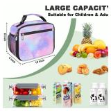 Kids Lunch Box for Boys Girls Lunch Bag Insulated Durable Lunchbox Children Lunch Tote Bag for School Pink Starry Sky