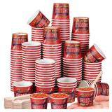 Teenyyou 400 Pcs Chili Cook off Party Decorations, 200 Pcs 2 oz Mini Chili Cookoff Paper Cups and 200 Wooden Spoons Pepper Cook off Parties Decorations for Competition Prize Party Cooking Supplies