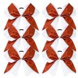 6PCS Glitter Cheer Bow Large Cheer Bows Rhinestones Hair Bows Girls 8\"Cheerleading Bows Bulk Elastic Band Ponytail Holder for Teen Girls College Sports Competition Red White