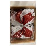 6PCS Glitter Cheer Bow Large Cheer Bows Rhinestones Hair Bows Girls 8\"Cheerleading Bows Bulk Elastic Band Ponytail Holder for Teen Girls College Sports Competition Red White