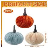 Newtay 60 Pcs Mini Velvet Pumpkins for Fall Home Decor 1 1/2" x 2" Small Velvet Pumpkins Assorted Plush Terracotta Fabric Pumpkin for Fall Thanksgiving Home Decorations(Fresh Color)
