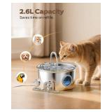 Cat Water Fountain Stainless Steel: Cat Fountain for Drinking - 88oz/2.6L Pet Water Fountain for Cats Indoor - Quiet Cats Water Bowl Dispenser - Pets Feeding & Watering Supplies - for Small Animals
