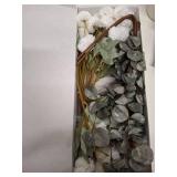 RyddeligHome White Faux Flowers for Vase - Kiku 10 Stems & Eucalyptus, Fake Flowers Stems for Pottery Vase, Realistic Artificial Flowers, Pom Pom Balls for Aesthetic Farmhouse Barn Room Decor