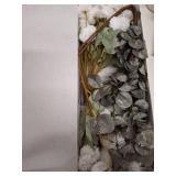 RyddeligHome White Faux Flowers for Vase - Kiku 10 Stems & Eucalyptus, Fake Flowers Stems for Pottery Vase, Realistic Artificial Flowers, Pom Pom Balls for Aesthetic Farmhouse Barn Room Decor