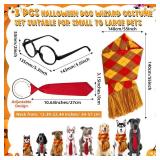 Sanwuta Dog Thanksgiving Costume Accessories Dog Wizard Costumes Christmas Pet Plaid Scarf Red Necktie Black Glasses Set Large Pet Winter Outfit for Cosplay Dress up Party