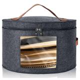 Kovpnor Round Hat Box, Stackable Felt Hat Boxes for Women Storage, Foldable Premium Hat Travel Case with Dustproof Lid, Space Saving Hat Organizer (Grey)