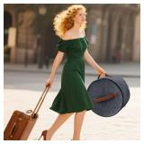 Kovpnor Round Hat Box, Stackable Felt Hat Boxes for Women Storage, Foldable Premium Hat Travel Case with Dustproof Lid, Space Saving Hat Organizer (Grey)