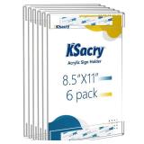 KSacry 6 Pcs Acrylic Sign Holder 8.5 x 11, Vertical Wall Mount Sign Holders with 3M Adhesive, Clear Plastic Frames Paper Display Sign Holders for Office, Home, Store, Restaurant - No Drilling