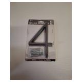 Modern House Numbers - 5 Inch Floating House Numbers With Nail Kit And Instructions Easy To Install, High Gloss Black Number 4