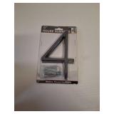Modern House Numbers - 5 Inch Floating House Numbers With Nail Kit And Instructions Easy To Install, High Gloss Black Number 4