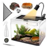 AZV Reptile Terrarium Starter Kit,8 Piece Small Reptile Tank with Escape-Proof Locks,Mesh Top,Multi-Vent Compatible Habitat,Durable Clear PC,Easy-Clean Waterproof Base for Geckos,Frogs,Spiders Large