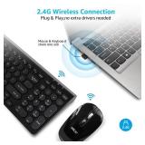 YXLILI Wireless Keyboard and Mouse Combo Quiet Keyboard and Mouse Set Ergonomic Cordless Keyboard and Optical Wireless Mice with Numeric Keypad, Black