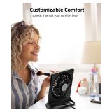 Koonie USB Fan, Strong Wind Ultra Quiet Small Desk Fan 220Â° Tilt Folding 3 Speeds Adjustable USB-C Corded Powered Personal Fan for Home Office Desktop Black