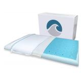 Bluewave Bedding Extra Slim Max Cool CarbonBlue Gel Memory Foam Pillow for Stomach and Back Sleepers - Thin, Flat Design with Advanced Cooling (1.75-Inch Height, Standard Size)